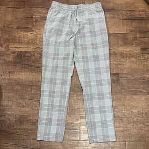 H&M Women's Gray Plaid Slim Fit Pull-On Elastic Drawstring Career Pants Size S